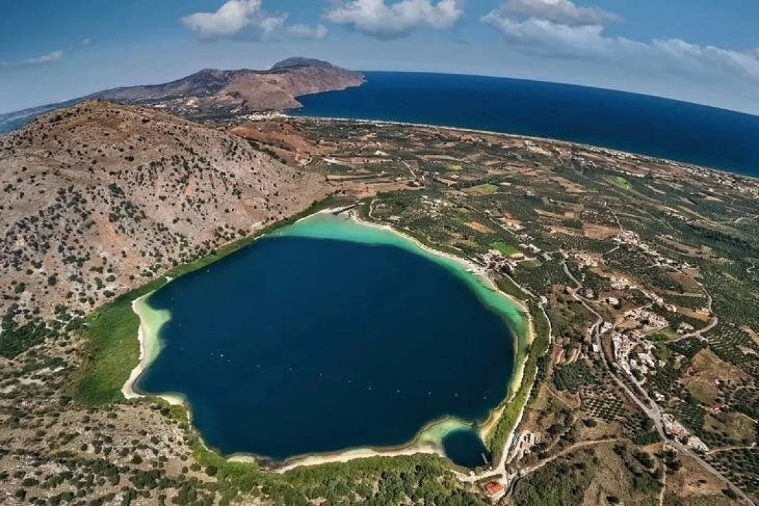 Winery Olive mill and Kournas lake from Chania / Souda